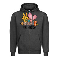 Charcoal Heather peace love 1st grade Zipper Hoodie - JahusDesignShop
