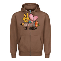 Chestnut peace love 1st grade Zipper Hoodie - JahusDesignShop