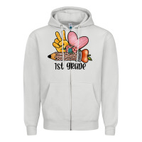Dove Grey peace love 1st grade Zipper Hoodie - JahusDesignShop