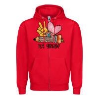 Red peace love 1st grade Zipper Hoodie - JahusDesignShop