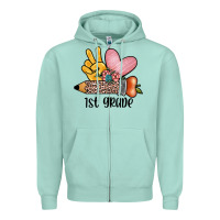 Seafoam peace love 1st grade Zipper Hoodie - JahusDesignShop