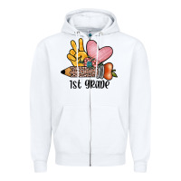 White peace love 1st grade Zipper Hoodie - JahusDesignShop