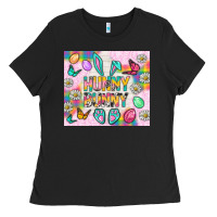 Black Hunny Bunny And Egg Easter Tumbler Ladies Tee - BundleAndBundleShop