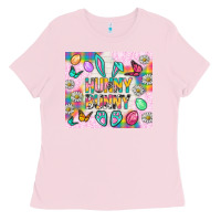 Bubblegum Pink Hunny Bunny And Egg Easter Tumbler Ladies Tee - BundleAndBundleShop