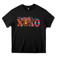 Black xoxo valentine's day highland cow Heavy Core Tee - Jasminsmagicworld