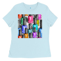 Baby Blue colorful nail polish seamless pattern bbs Ladies Tee - BundleAndBundleShop