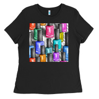 Colorful Nail Polish Seamless Pattern Bbs Ladies Tee | Teevron