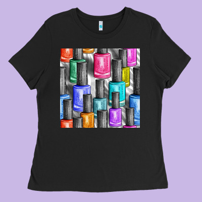 Colorful Nail Polish Seamless Pattern Bbs Ladies Tee Designed By Bundleandbundleshop