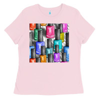 Bubblegum Pink colorful nail polish seamless pattern bbs Ladies Tee - BundleAndBundleShop