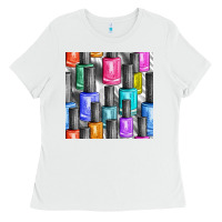 White colorful nail polish seamless pattern bbs Ladies Tee - BundleAndBundleShop