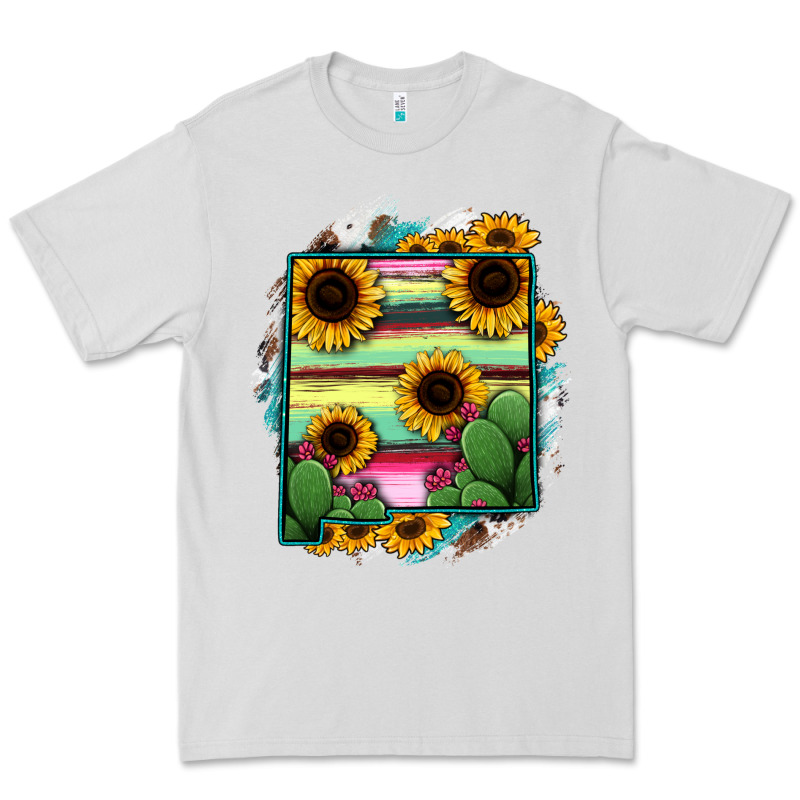 New Mexico Map Sunflower Cactus Serape Premium Tee by RanaPortraitStore | Teevron