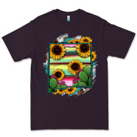Plum New Mexico Map Sunflower Cactus Serape Premium Tee - RanaPortraitStore