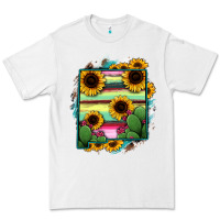 White New Mexico Map Sunflower Cactus Serape Premium Tee - RanaPortraitStore