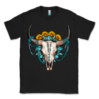 Black sunflower gemstone bull skull Classic Tee - OliviaCreatesArt