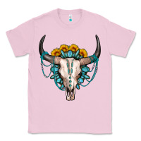 Bubblegum Pink sunflower gemstone bull skull Classic Tee - OliviaCreatesArt