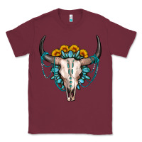 Burgundy sunflower gemstone bull skull Classic Tee - OliviaCreatesArt
