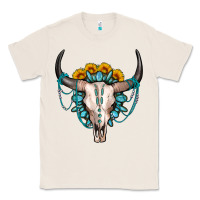 Natural sunflower gemstone bull skull Classic Tee - OliviaCreatesArt