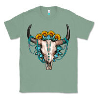 Sage sunflower gemstone bull skull Classic Tee - OliviaCreatesArt