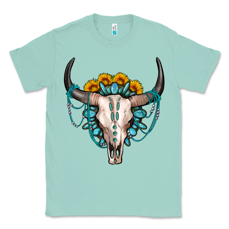Sunflower Gemstone Bull Skull Classic Tee by OliviaCreatesArt | Teevron