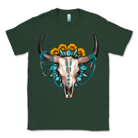 Sports Green sunflower gemstone bull skull Classic Tee - OliviaCreatesArt
