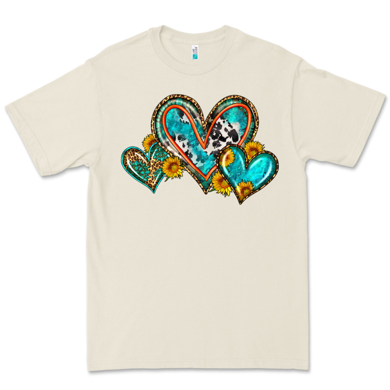 Western Leopard Turquoise Cowhide Hearts Olivia Premium Tee by OliviaCreatesArt | Teevron
