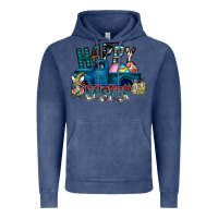 Vintage Denim Happy Easter  truck Vintage Hoodie - CowhideDigitalArt