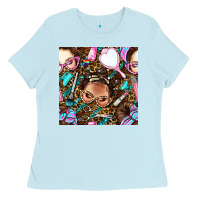 Baby Blue hairdresser messy bun hand mirror and scissors with leopard and tiger  Ladies Tee - BundleAndBundleShop