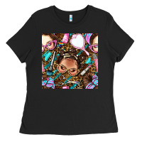Black hairdresser messy bun hand mirror and scissors with leopard and tiger  Ladies Tee - BundleAndBundleShop