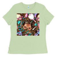 Matcha hairdresser messy bun hand mirror and scissors with leopard and tiger  Ladies Tee - BundleAndBundleShop