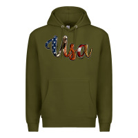 Army Green usa calligraphy Premium Hoodie - Jasminsmagicworld