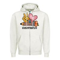 Oatmeal Heather peace love kindergarten Zipper Hoodie - JahusDesignShop