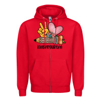 Red peace love kindergarten Zipper Hoodie - JahusDesignShop