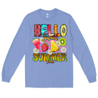 Colony Blue Hello Sweet Summer Time Long Sleeve Tee - CowhideDigitalArt