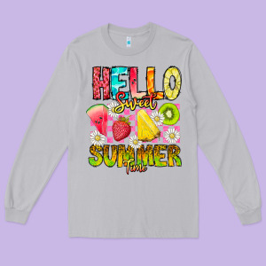 Hello Sweet Summer Time Long Sleeve Tee Designed By Cowhidedigitalart