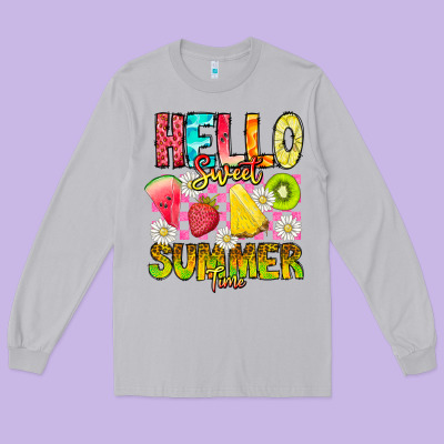 Hello Sweet Summer Time Long Sleeve Tee Designed By Cowhidedigitalart