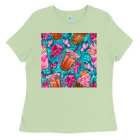 Matcha breast cancer coffee cups with butterfly seamless pattern bbs Ladies Tee - BundleAndBundleShop