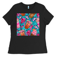 Black breast cancer coffee cups with butterfly seamless pattern bbs Ladies Tee - BundleAndBundleShop