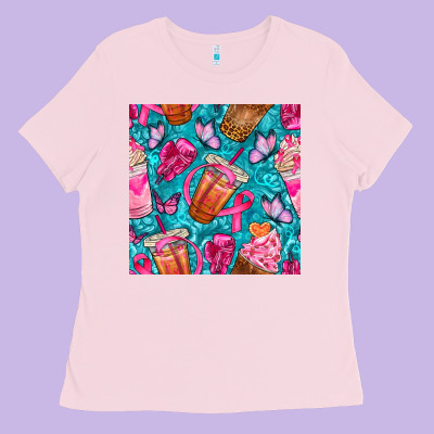 Breast Cancer Coffee Cups With Butterfly Seamless Pattern Bbs Ladies Tee Designed By Bundleandbundleshop