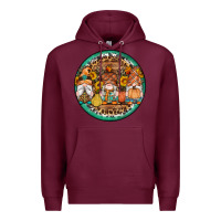 Burgundy fall gnomes round earrings 4 Premium Hoodie - Artiststas