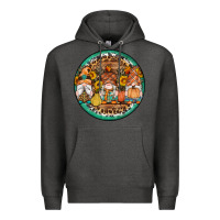 Charcoal Heather fall gnomes round earrings 4 Premium Hoodie - Artiststas