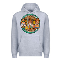 Heather Grey fall gnomes round earrings 4 Premium Hoodie - Artiststas