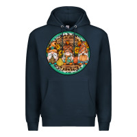 Navy fall gnomes round earrings 4 Premium Hoodie - Artiststas