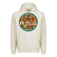 Oatmeal Heather fall gnomes round earrings 4 Premium Hoodie - Artiststas
