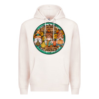 Pale Pink fall gnomes round earrings 4 Premium Hoodie - Artiststas