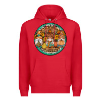 Red fall gnomes round earrings 4 Premium Hoodie - Artiststas