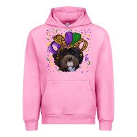 Fuchsia Pink Mardi Gras Havanese Dog with Hat Urban Hoodie - RanaPortraitStore