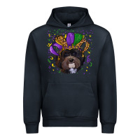 Navy Mardi Gras Havanese Dog with Hat Urban Hoodie - RanaPortraitStore