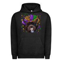 Pigment Black Mardi Gras Havanese Dog with Hat Urban Hoodie - RanaPortraitStore