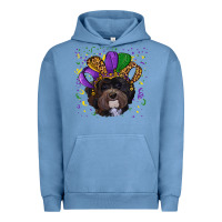 Pigment Pebble Blue Mardi Gras Havanese Dog with Hat Urban Hoodie - RanaPortraitStore