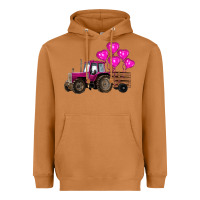 Meerkat valentines day pink tractor with pink heart balloo Heavyweight Hoodie - RanaPortraitStore